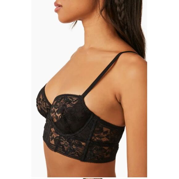 NWT Free People Sorento Demi Lace Longline Underwire Bra Black Noir 32C - Picture 6 of 7